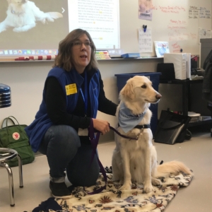 We love talking to students about therapy animals